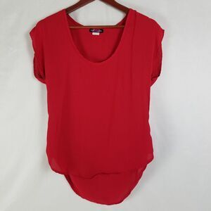 Body Central Shirt Womens Small READ‎ Solid Red Top Sleeveless Scoop Neck Blouse
